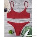 ZAFUL Women's Spaghetti Strap Shirred Smocked Two Piece Bikini Set Swimsuit Red B0787BTD49